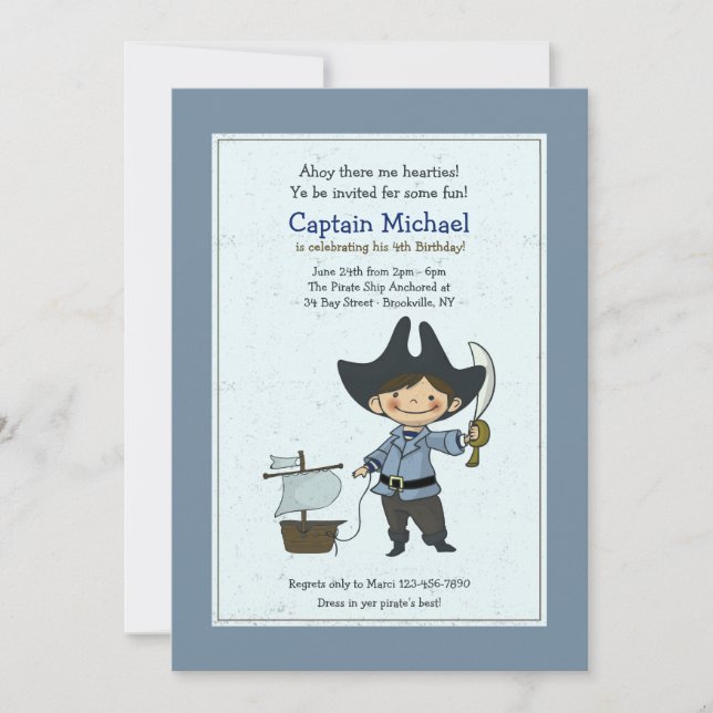 Cute Petite Invitation Pirate (Devant)
