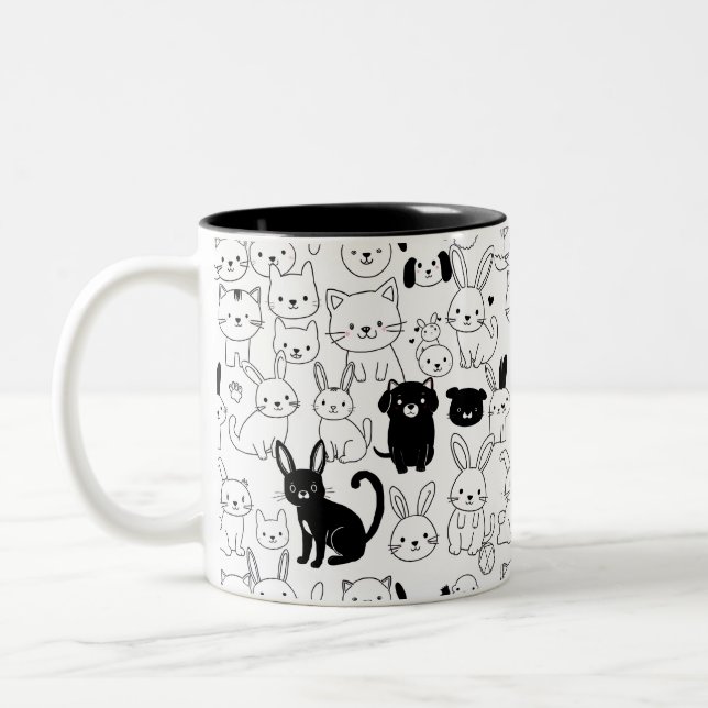 Cute Pets Pattern Mug (Gauche)
