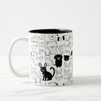 Cute Pets Pattern Mug Zweifarbige Tasse