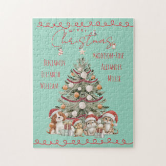 Cute Pets Watercolour Family Christmas Puzzle