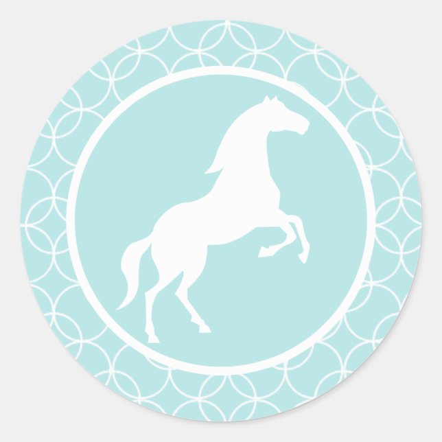 Cute Pferd; Baby Blue Circles Runder Aufkleber (Vorderseite)