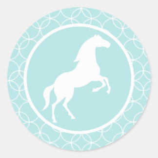 Cute Pferd; Baby Blue Circles Runder Aufkleber