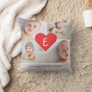 Cute Photo Collage Coussin avec Monogramme
