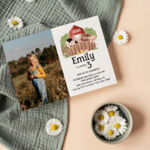 Cute Photo Farm Animaux Anniversaire Invitation