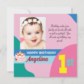 Cute Photo personnalisée 1er anniversaire Carte de