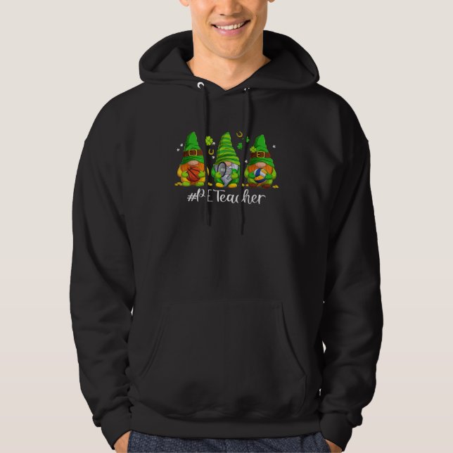 Cute Physical Education PE Teacher Gnome St Patric Hoodie (Vorderseite)