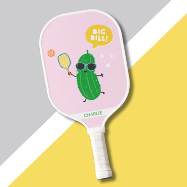 Cute Pickles playing Pickleball Pink Pickleball Schläger (Von Creator hochgeladen)