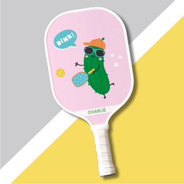 Cute Pickles playing Pickleball Pink Pickleball Schläger (Von Creator hochgeladen)