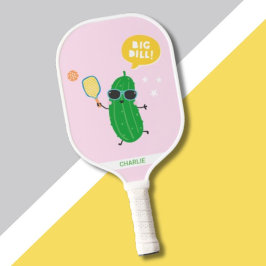 Cute Pickles playing Pickleball Pink Schläger