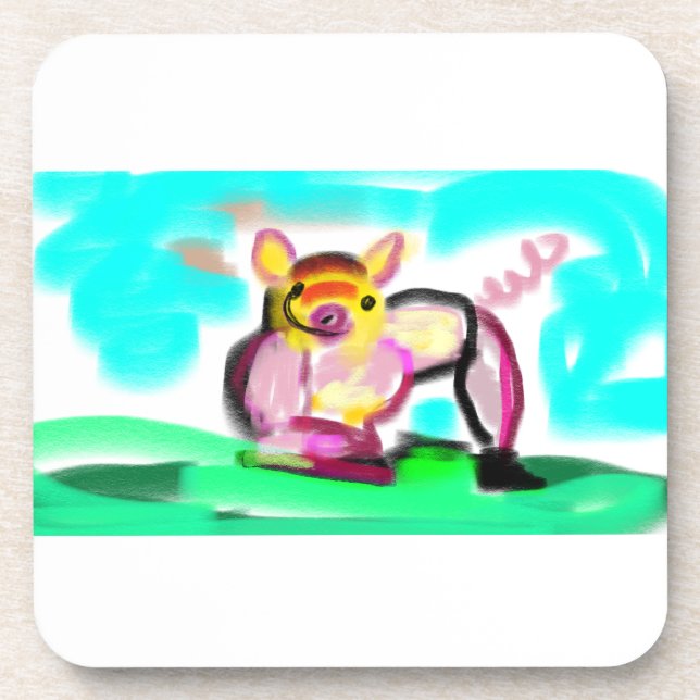 Cute pig art  getränkeuntersetzer (Vorderseite)