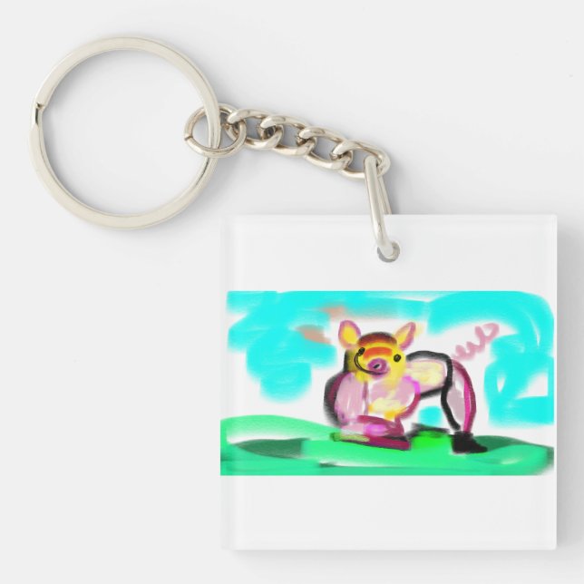 Cute pig art  schlüsselanhänger (Vorderseite)