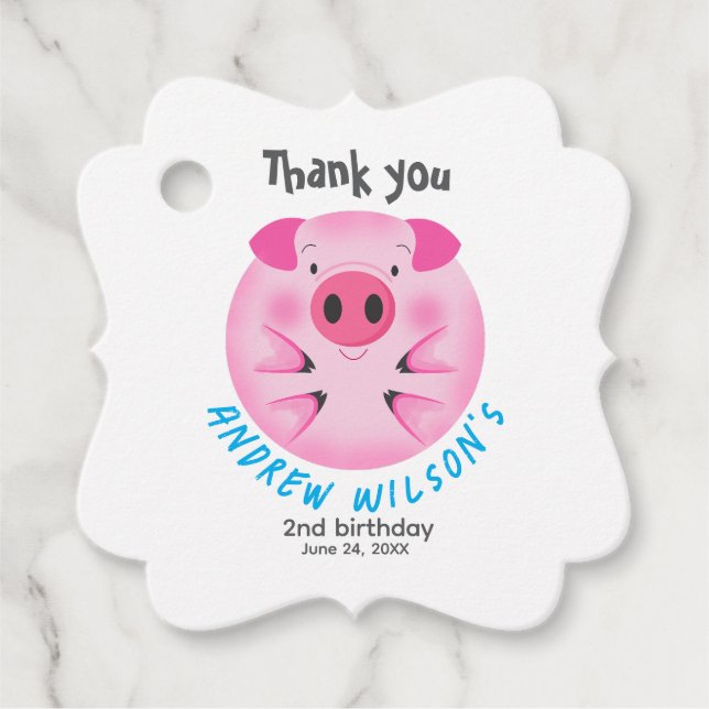 Cute Pig Ball Rustic Farm Party Animal Geschenkanhänger (Vorderseite)