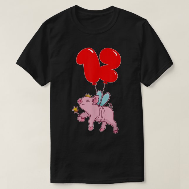 Cute Pig Fairy12th BirthdayKids Balloon T-Shirt (Design vorne)