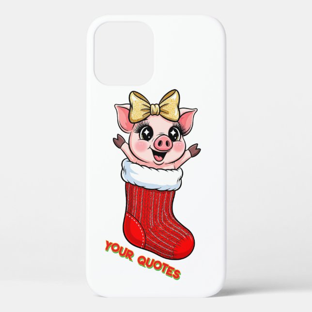 Cute Pig in Christmas Stocking Case-Mate iPhone Hülle (Rückseite)