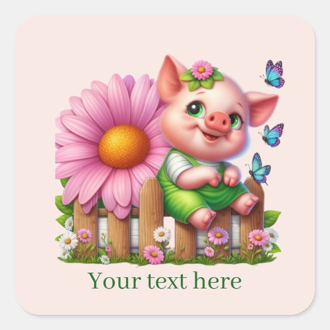 Cute pig lovers customizable  quadratischer aufkleber (Vorderseite)