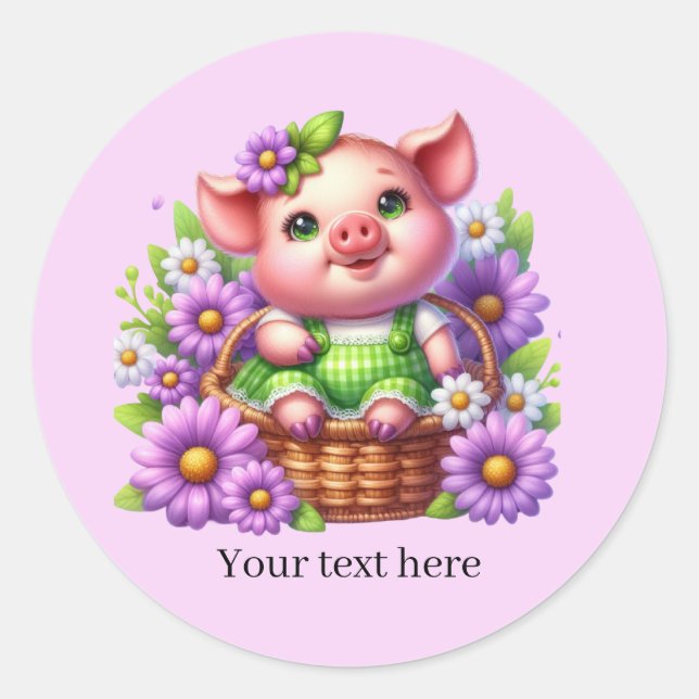 Cute pig lovers customizable  runder aufkleber (Vorderseite)