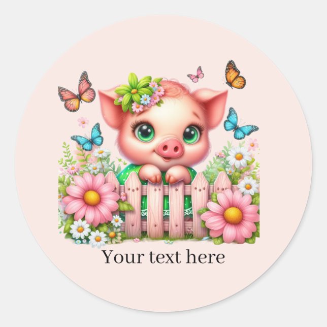 Cute pig lovers customizable  runder aufkleber (Vorderseite)