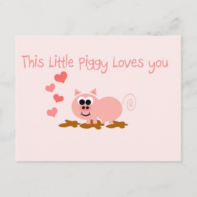 Cute Pig Valentine's Day Postcard Feiertagspostkarte (Vorderseite)