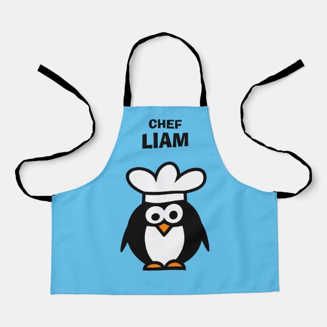 Cute pingouin chef dessin animé tablier sur mesure (Recto)