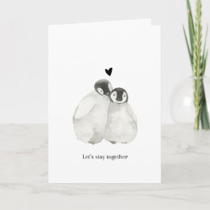 Cute pingouin couple carte de voeux valentine