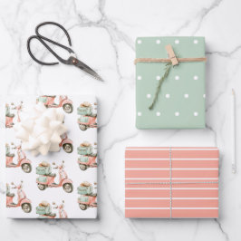 Cute Pink and Aqua Coastal Scooter Geschenkpapier Set