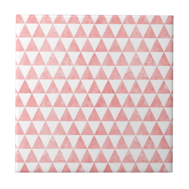 Cute Pink And White Triangle Pattern Ceramic Tile Fliese (Vorderseite)