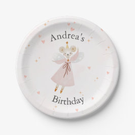 Cute Pink Baby Mouse Birthday Plates Pappteller