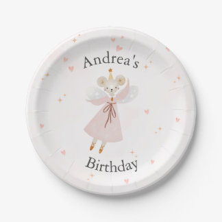 Cute Pink Baby Mouse Birthday Plates Pappteller