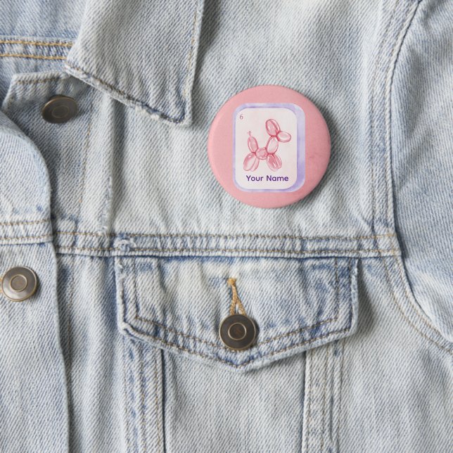 Cute Pink Balloon Dog Minimalist aesthetic Button (Beispiel)