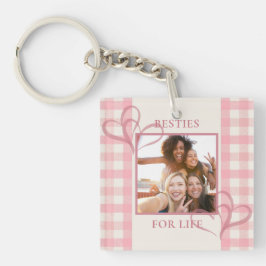 Cute Pink Besties For Life Photo Galentine's Day Schlüsselanhänger