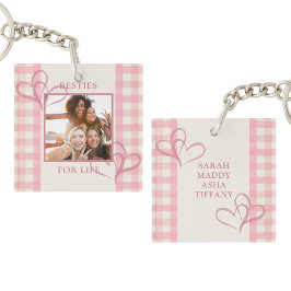 Cute Pink Besties For Life Photo Galentines Day Schlüsselanhänger