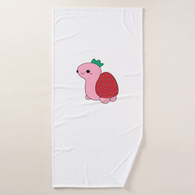 Cute pink blushing strawberry turtle Classic T-Shi Badehandtuch (Badehandtuch)