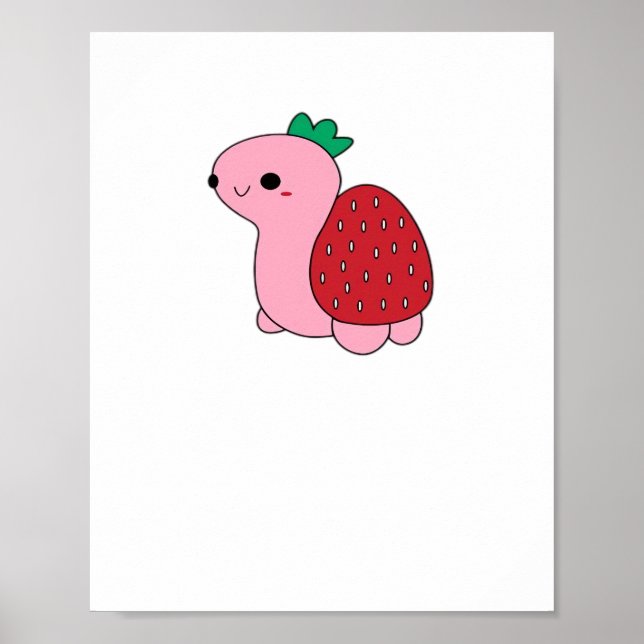 Cute pink blushing strawberry turtle Classic T-Shi Poster (Vorne)