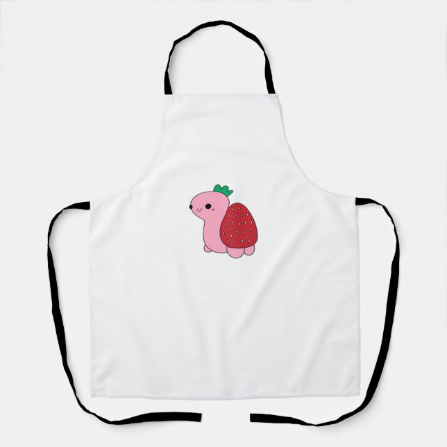 Cute pink blushing strawberry turtle Classic T-Shi Schürze (Vorderseite)