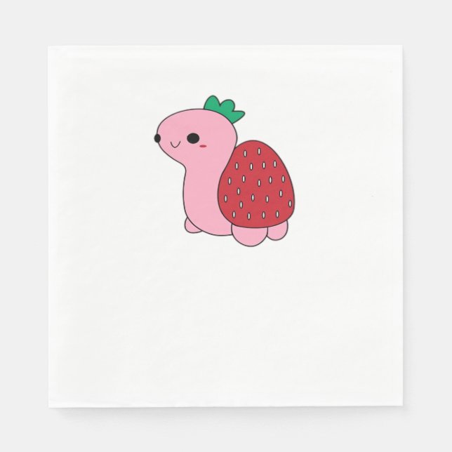 Cute pink blushing strawberry turtle Classic T-Shi Serviette (Vorderseite)
