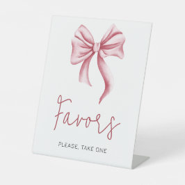Cute Pink Bow Favor Gifts Sockelschild