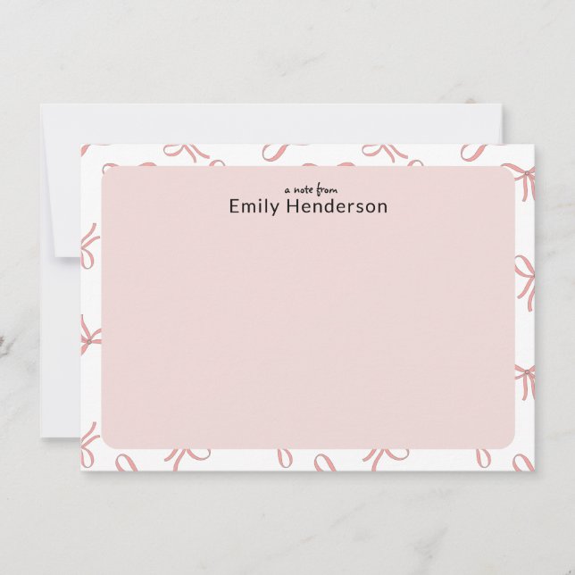 Cute Pink Bow Girly Coquette Bow Frame  Mitteilungskarte (Vorderseite)