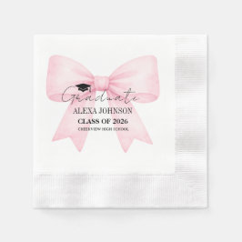 Cute Pink Bow Graduation Cap Graduation Serviette