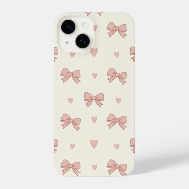 Cute Pink Bow & Heart Coquette AestheticPhone Case iPhone 14 Hülle (Rückseite)