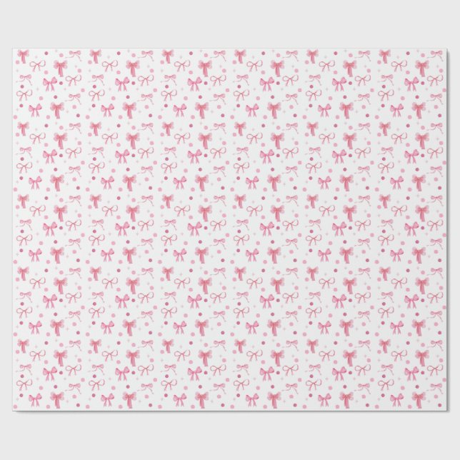 Cute Pink Bow Wrapping Paper Geschenkpapier (Flach)