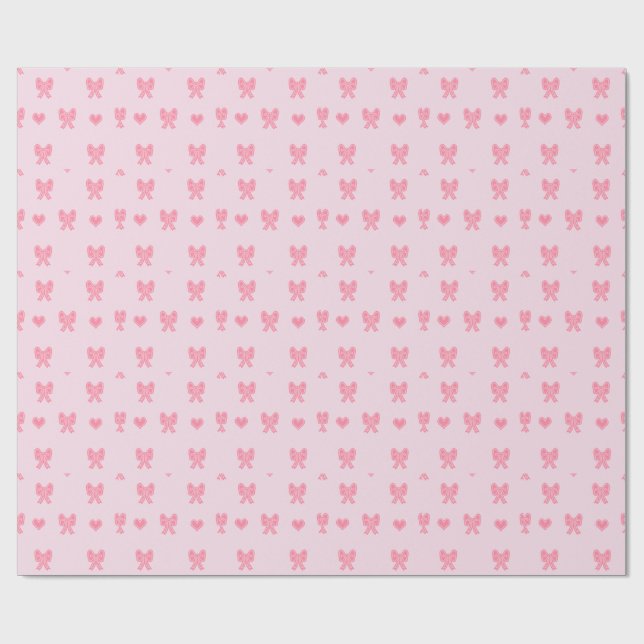  Cute Pink Bows and Hearts Coque Geschenkpapier (Flach)