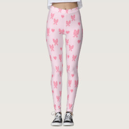  Cute Pink Bows and Hearts Coque Leggings