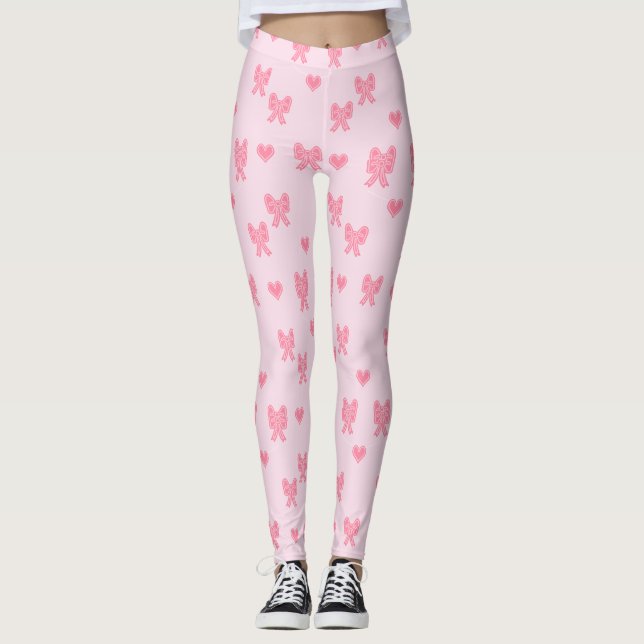  Cute Pink Bows and Hearts Coque Leggings (Vorderseite)