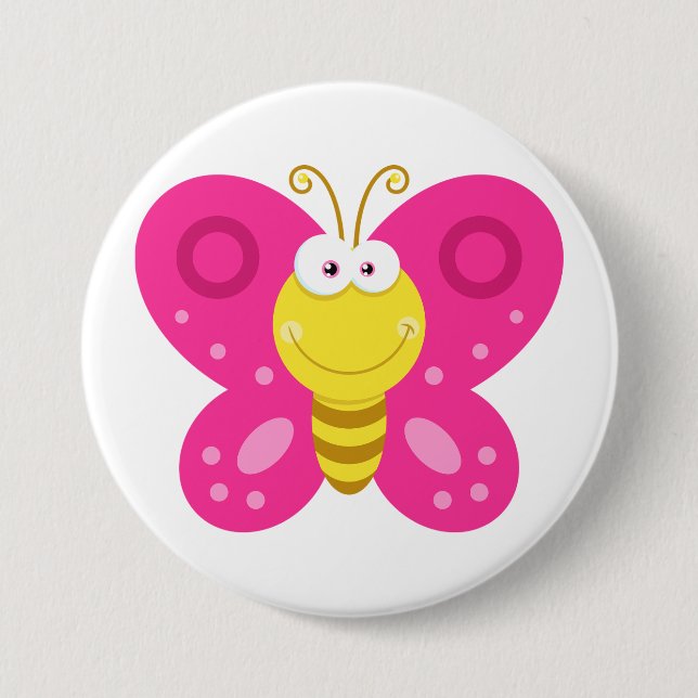 Cute Pink Butterfly Button (Vorderseite)