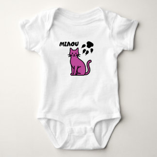 Cute Pink Cat “MIAOU” Baby Bodysuit Strampler