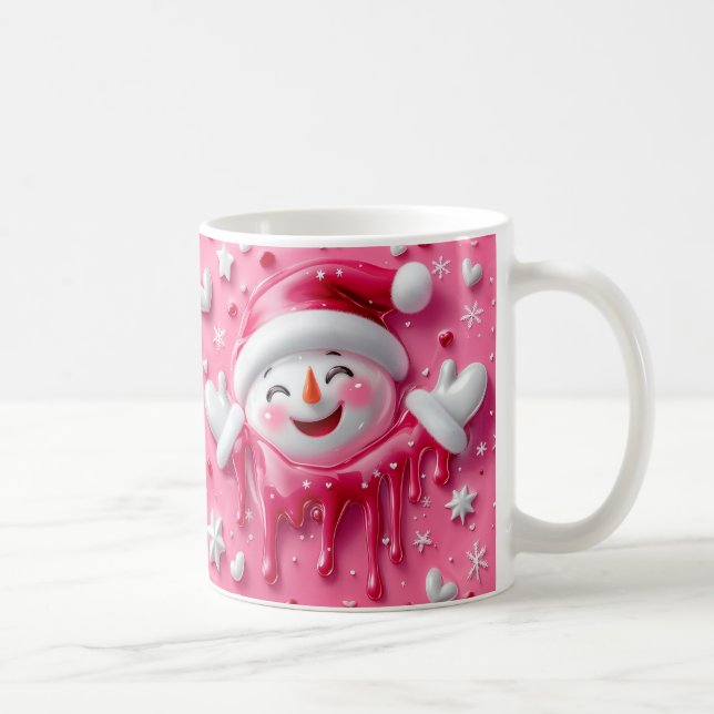 Cute Pink Christmas Snowman Mug (Droite)