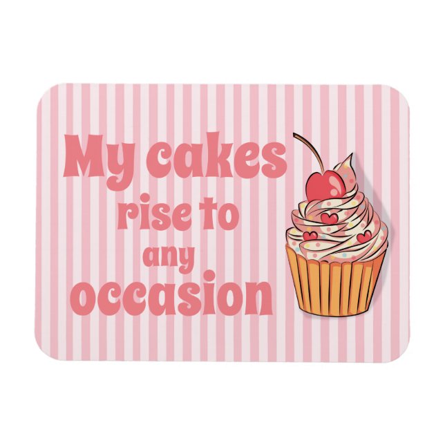 Cute Pink Cupcake Rise Magnet (Horizontal)