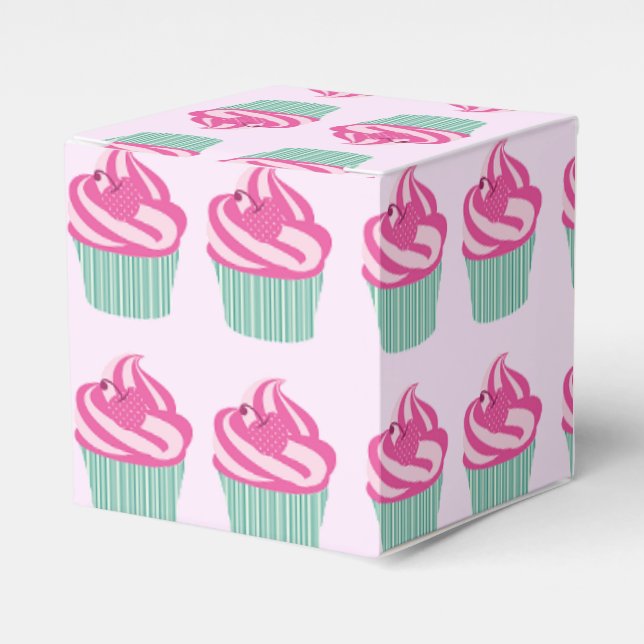 Cute Pink Cupcakes Pattern Pastel Pink Geschenkschachtel (Vorderseite)