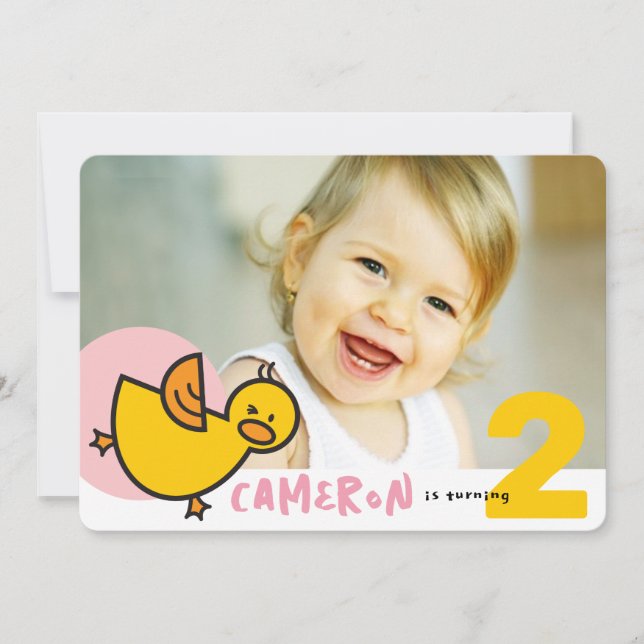 Cute Pink Duckies Canards Enfant Fille Invitation  (Devant)