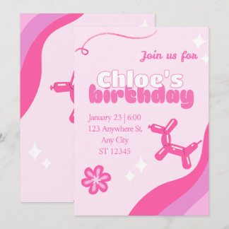 Cute pink editable birthday invite einladung